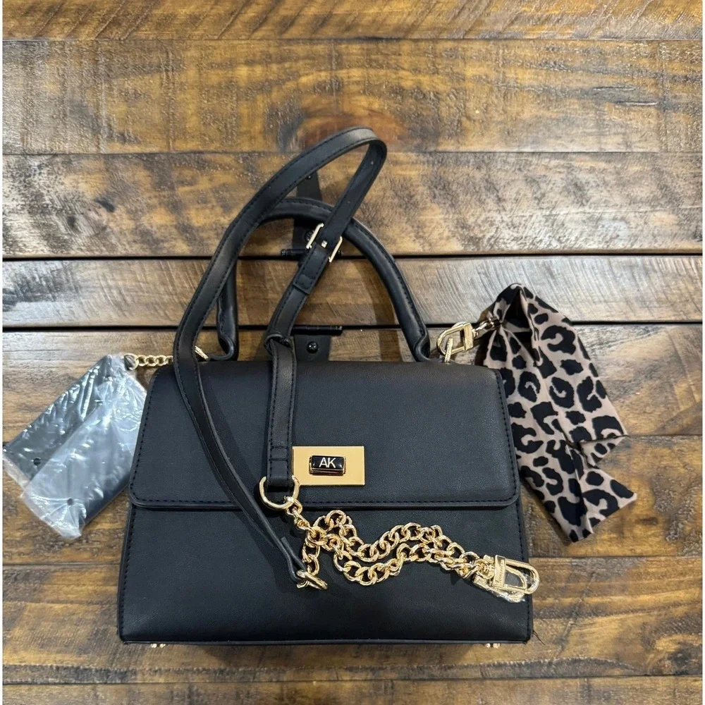 nwt Anne Klein Mini Flap Top Handle Crossbody‎ Handbag With Enamel Turn Lock